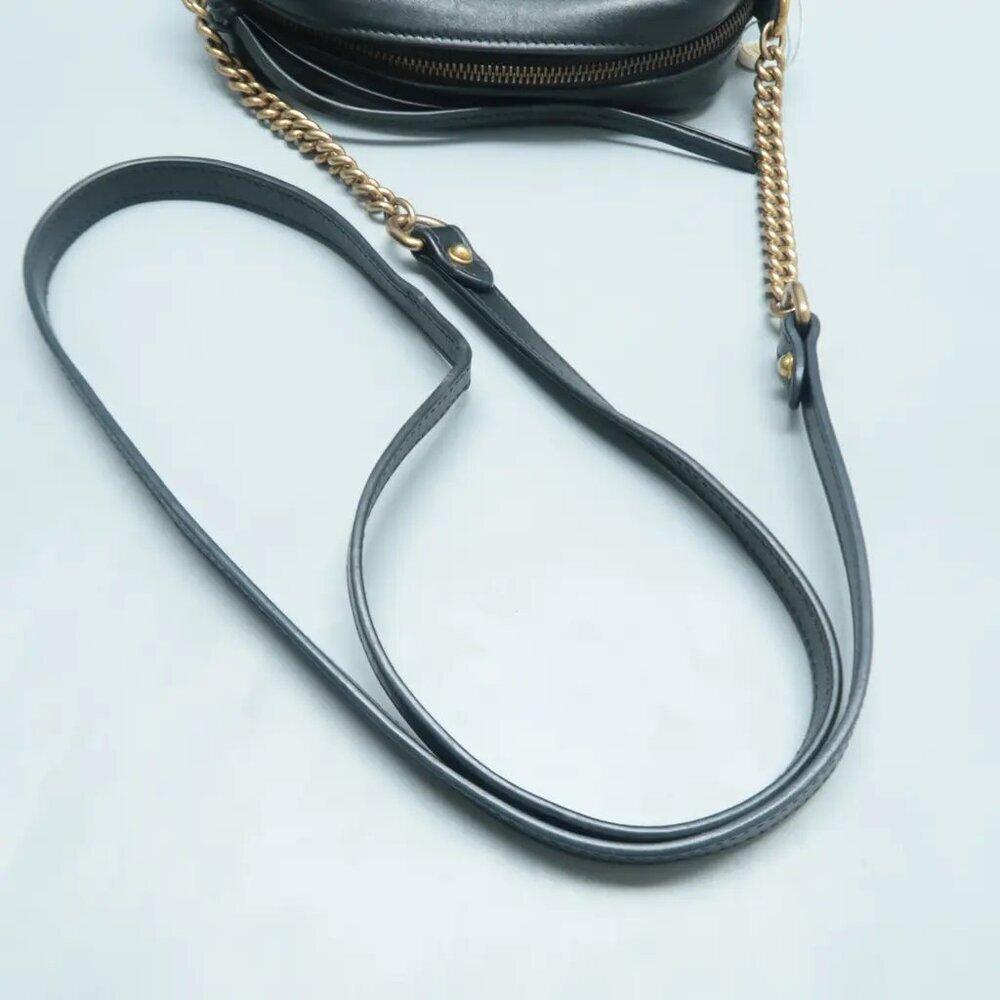 100% Authentic GUCCI GG Marmont Black Leather Shoulder Bag 882-112824 - Picture 8 of 12